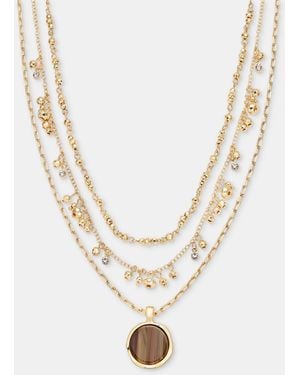 Style & Co. Stone Inlay Layered Pendant Necklace - Metallic