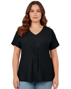 Avenue Plus Size Audrey Twist Knot Top - Black