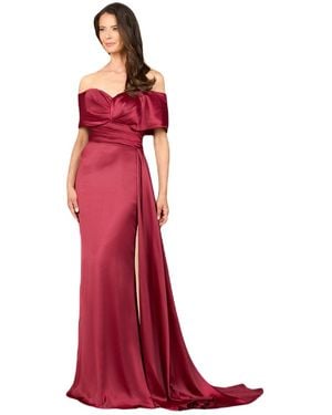 Lara Off Shoulder Satin Dress - Red