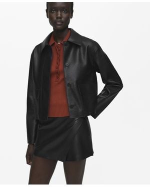 Mango Leather-effect Skort - Black