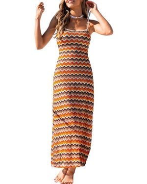 CUPSHE Neon Moon Striped Maxi Beach Dress - Orange
