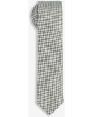 BOSS Hugo By Neat Skinny Silk Blend Tie - Gray