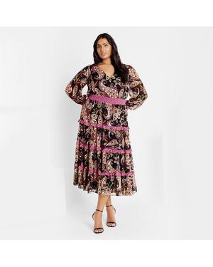 City Chic Plus Size Gwendolyn Print Dress - Red