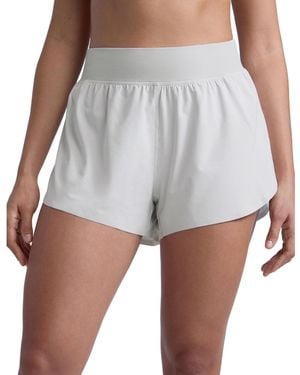 Peneyon High Waisted Split Running Shorts 3 Inch Quick Dry Soft Fabric Built In Liner - Gray