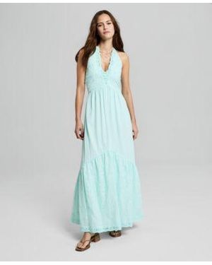 And Now This Now This Cotton Crochet Trim Maxi Dress Macys Exclusive - Blue