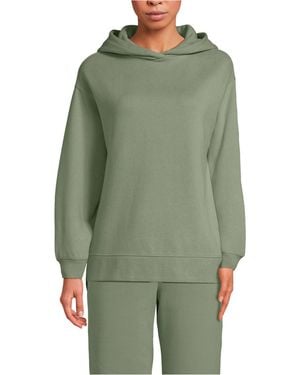 Lands' End Long Sleeve Serious Sweats Hooded Tunic Sweatshirt - Green