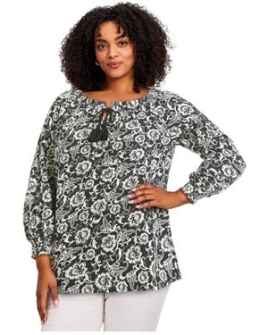 Avenue Plus Size Ombre Print Top - Gray