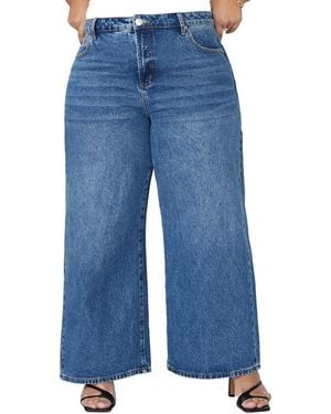 Eloquii Plus Size The Yvette Rigid Wide Leg Jean - Blue