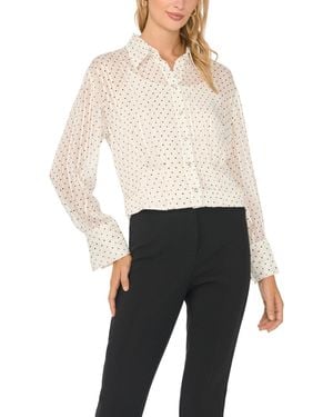 Vince Camuto Polka Dot Pintuck Long-sleeve Blouse - White