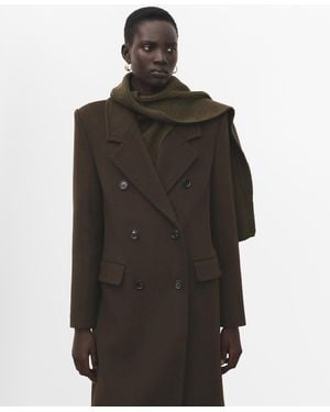 Mango Double-breasted Wool Coat - Black
