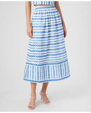 French Connection Structured Taffeta Midi Skirt - Blue