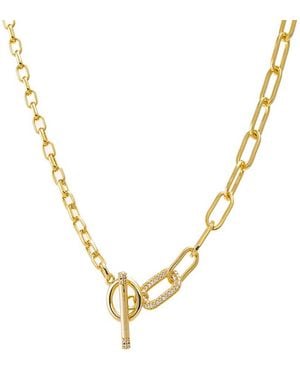 By Adina Eden Pave Accented toggle Multi Chain Necklace - Metallic