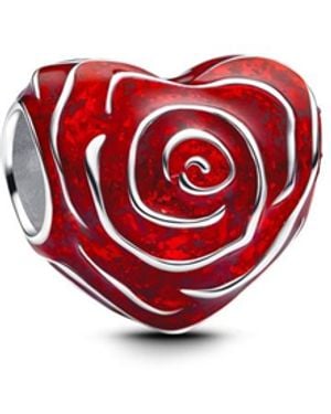 PANDORA Rose Heart Charms - Red