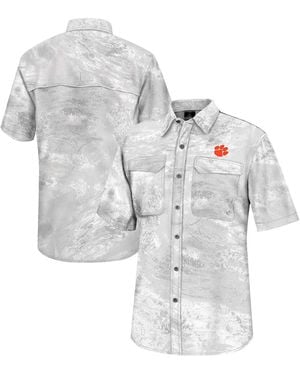Colosseum Athletics Clemson Tigers Realtree Aspect Charter Full-button Fishing Shirt - White