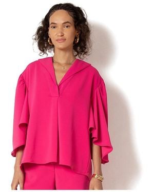 Terese Sydonna Butterfly Sleeve Pink Open Back Hi-lo Top