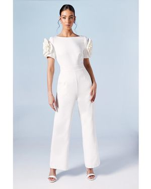 Coast 3d Flower Shoulder Bridal Jumpsuit - Blue