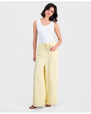 And Now This Striped Eyelet Wide-leg Pants - Natural