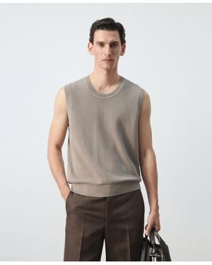 Mango Fine-knit Vest - Gray