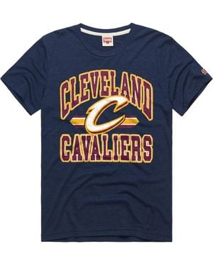 Homage And Cleveland Cavaliers Stripes Tri-blend T-shirt - Blue