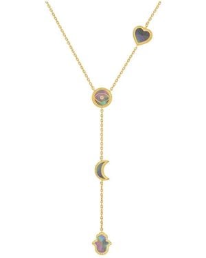 Karma and Luck Patient Mind Multi Symbol Mother Of Pearl Necklace - White
