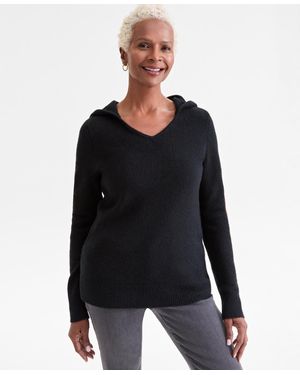 Style & Co. Luxsoft Split-neck Hoodie - Black