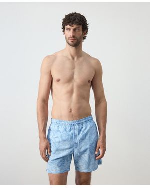 Mango Drawstring Printed Swimsuit - Blue