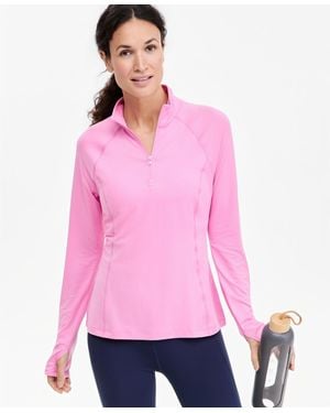 ID Ideology Long-sleeve Mock-neck Quarter-zip Pullover - Pink