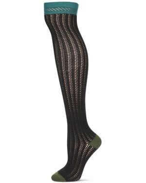 Memoi Chic Slant Wool Blend Over The Knee Warm Sock - Black