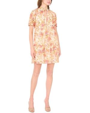 Msk Short-sleeve Babydoll Dress - Multicolor