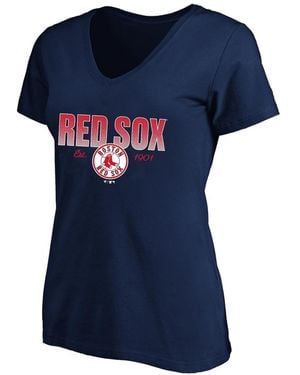 Fanatics Boston Red Sox Plus Size Wordmark V-neck T-shirt - Blue
