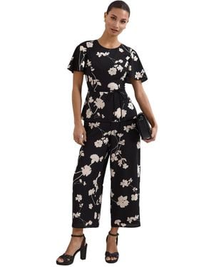 Phase Eight Jolie Floral Jumpsuit - Black