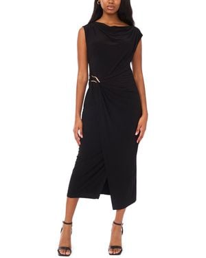 Msk Petite Short-sleeve Ponte Midi Dress - Black