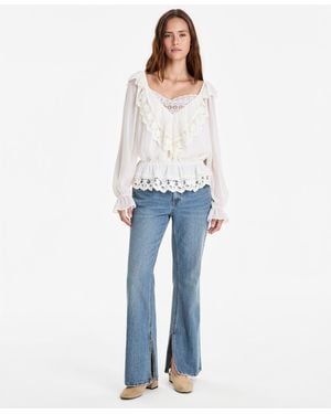 And Now This High-rise Side-slit Bootcut Jeans - Blue