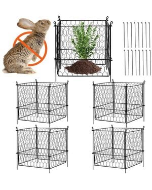 SUGIFT 4 Pack 13.4 Inches Chicken Wire Plant Protector Cages - Black