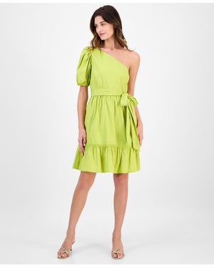 Anne Klein Asymmetric One-shoulder Fit & Flare Dress - Yellow