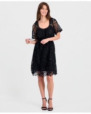 INC International Concepts Short-sleeve Lace Dress - Black