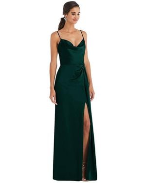 The Dessy Group Cowl-neck Draped Wrap Maxi Dress - Green