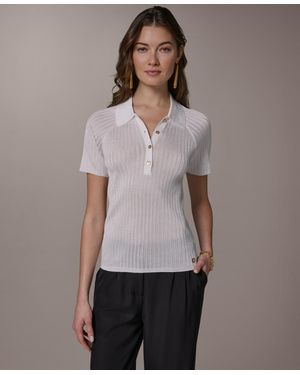 Donna Karan Short-sleeve Polo Sweater - Brown