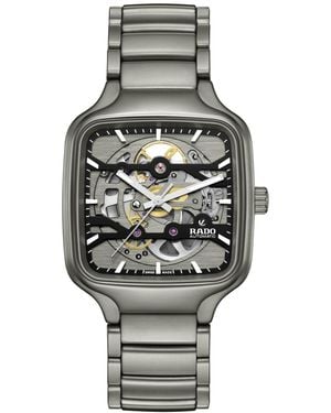 Rado Swiss Automatic True Square Skeleton Ceramic Bracelet Watch 38mm - Gray