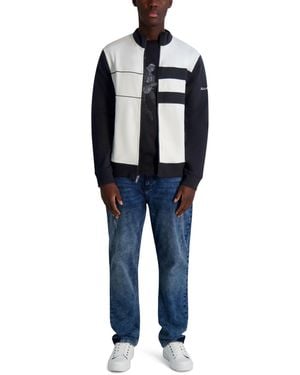 Karl Lagerfeld Stripe Colorblocked Bomber Jacket - Blue