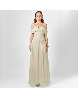 Bariano Keecia Off Shoulder Chiffon Gown - White