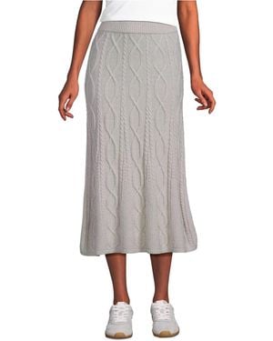 Lands' End Cozy Lofty Cable Fluted Midi Sweater Skirt - Gray