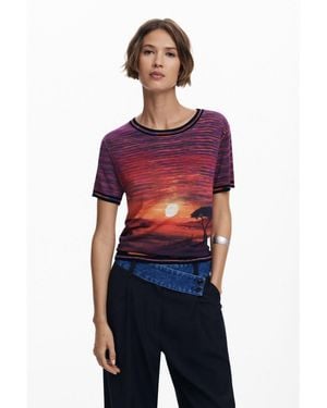 Desigual Sunset Knit T-shirt - Red