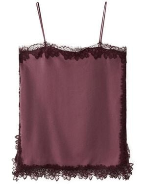 Mango Square-neck Sleeveless Lace-trim Camisole - Purple