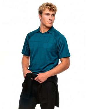 PUMA Elevated Tartan Regular-fit Polo Shirt - Blue