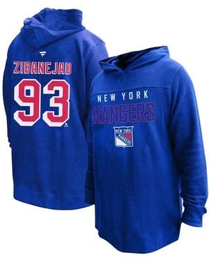 Profile Mika Zibanejad New York Rangers Plus Size Name Number Thermal Pullover Hoodie - Blue