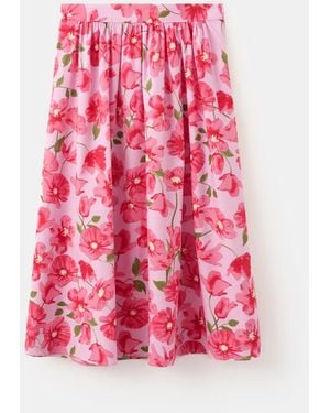 Mango Cotton Midi Skirt - Pink