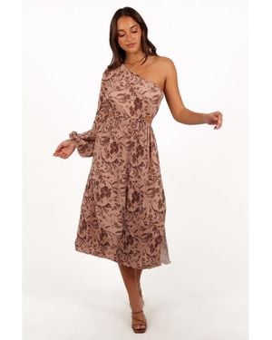 Petal & Pup Wren One Shoulder Midi Dress - Brown
