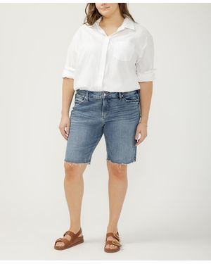 Silver Jeans Co. Plus Size Elyse Bermuda Shorts - Blue