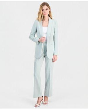 Anne Klein Shawl Collar Open Front Jacket Pull On Straight Leg Pants - Blue